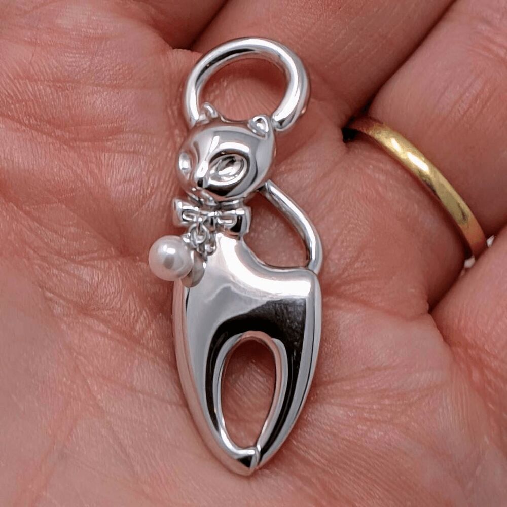 SOLD - Mikimoto Cat necklace pendant with Akoya Pearl collar - Picture 3 of 7